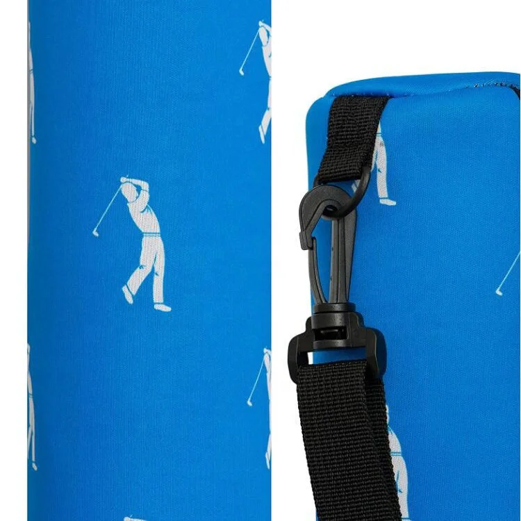 Custom Printing Insulated 6 Beer Can Tube Cooler Slim Sling Cooler Golf Can Holder Sleeve Bag with Adjustable Shoulder Strap