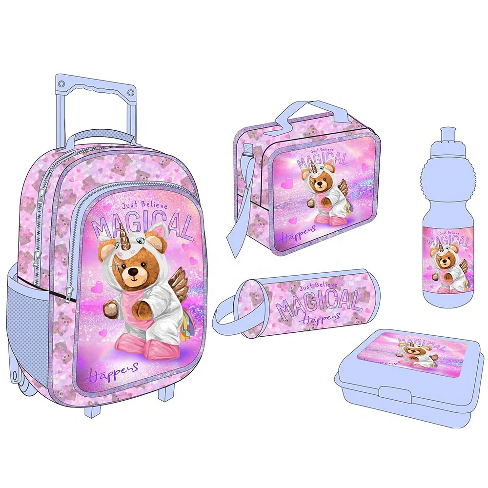 2024 Color Box Packed Kids Backpacks to School mochilas escolares 5 in 1 School Trolley Bag