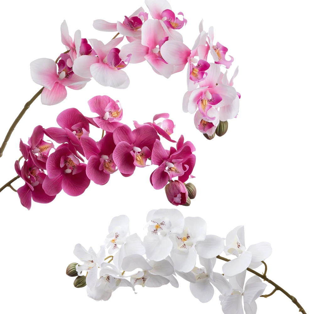 Artificial Decorative Silk Orchids 9 Heads Artificial Orchid Phalaenopsis for Wedding Event Decoration Flower