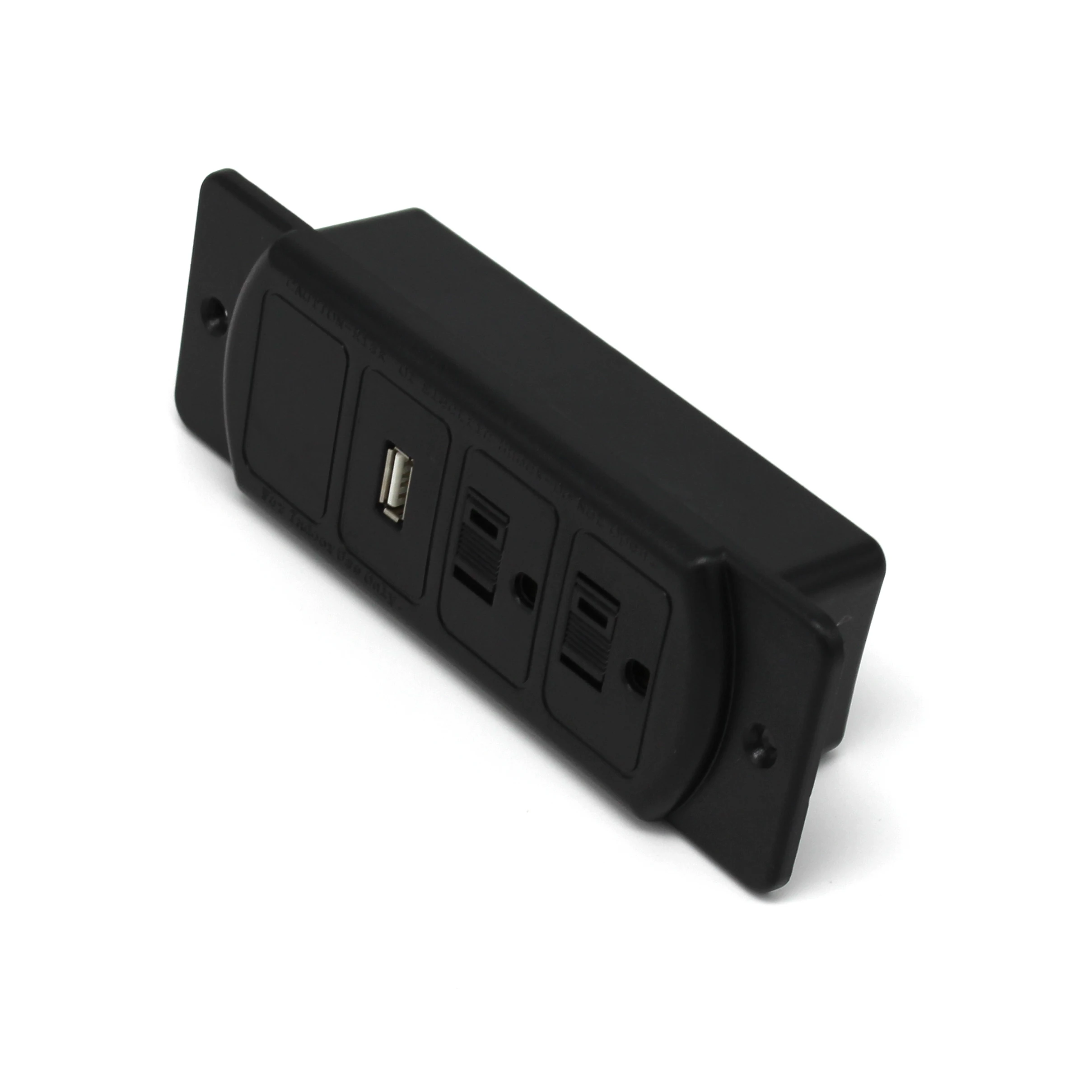 
US/Canada power outlets strip electric sockets plug for table top desktop headboard furniture with USB metal plate multi color 