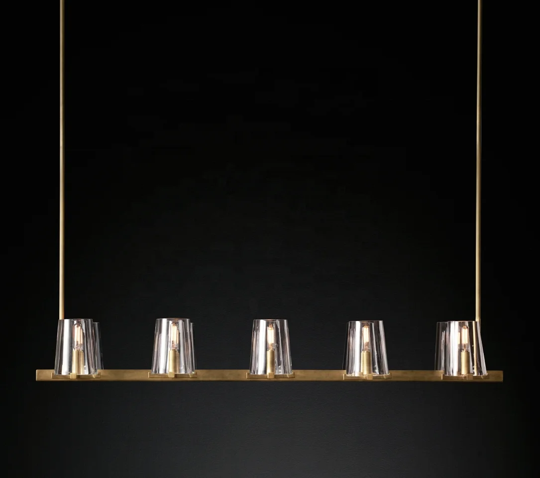 Harlow chandelier ceiling collection rectangular hanging chandelier hotel dining decoration brass color modern wholesale lights