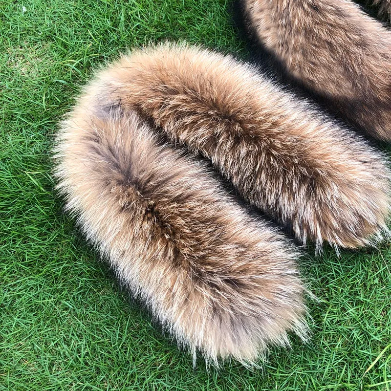 100% Real Fur Collar For Parkas Coats luxury Warm Natural Raccoon Scarf Women Large Scarves Male Jackets coat