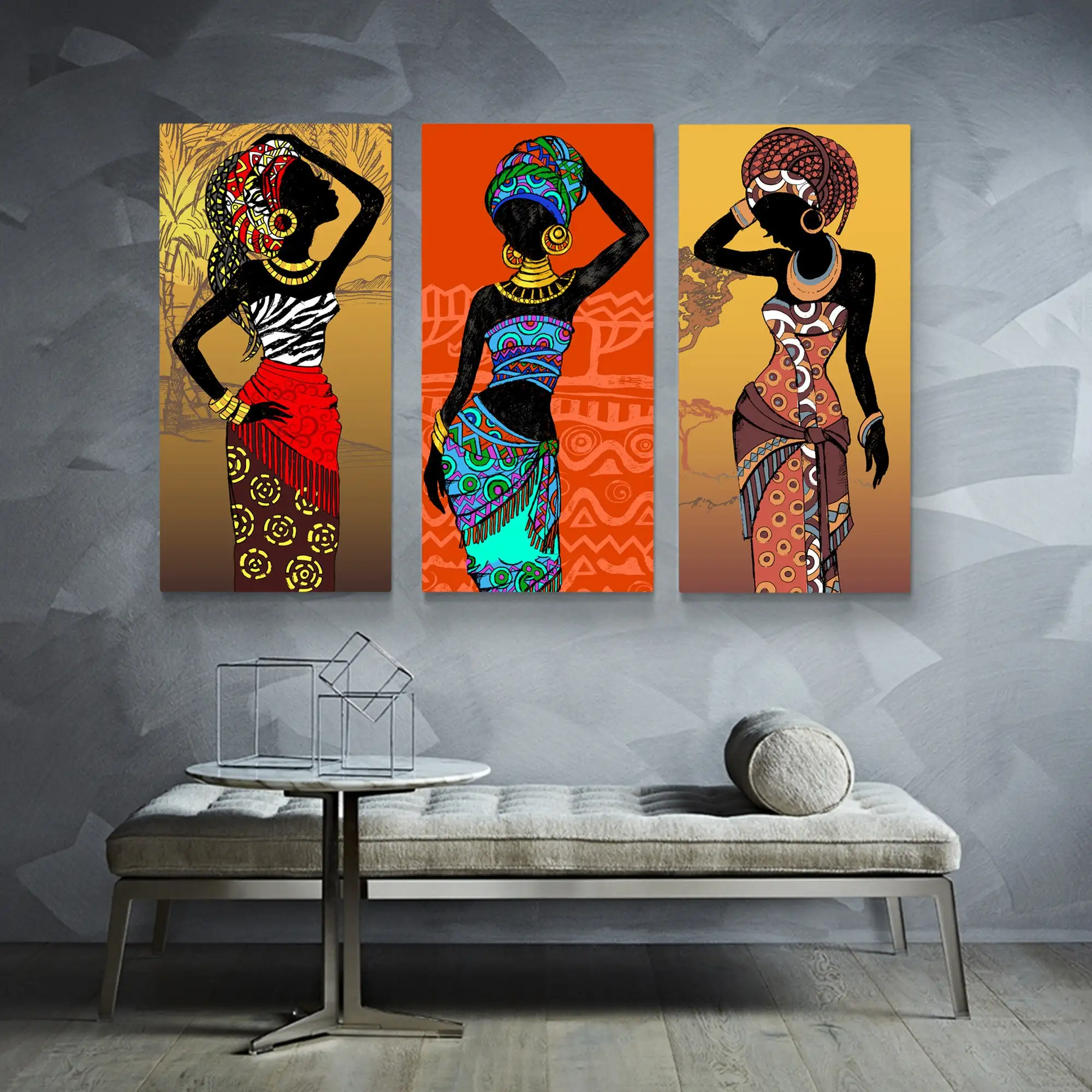Black Woman Wall Art African Canvas Print Colorful Black Girls Ethnic Style Beauty Contemporary Living Room Decor