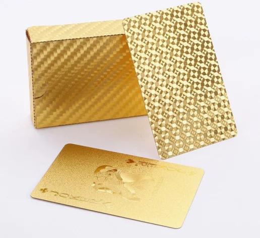 24K игральные карты из золотой фольги с деревянной коробкой на