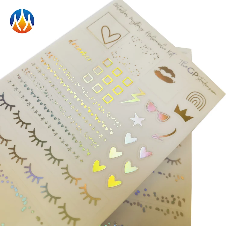 CLEAR LABEL RAINBOW COLOR GOLD EMBOSSED FOIL PLANNER STICKERS