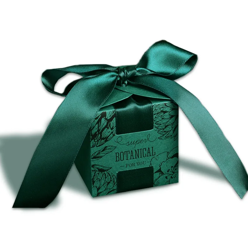 Custom Thank You Small Marble Rose Pink Green Favor Paper Gift Bag With Ribbon Bow