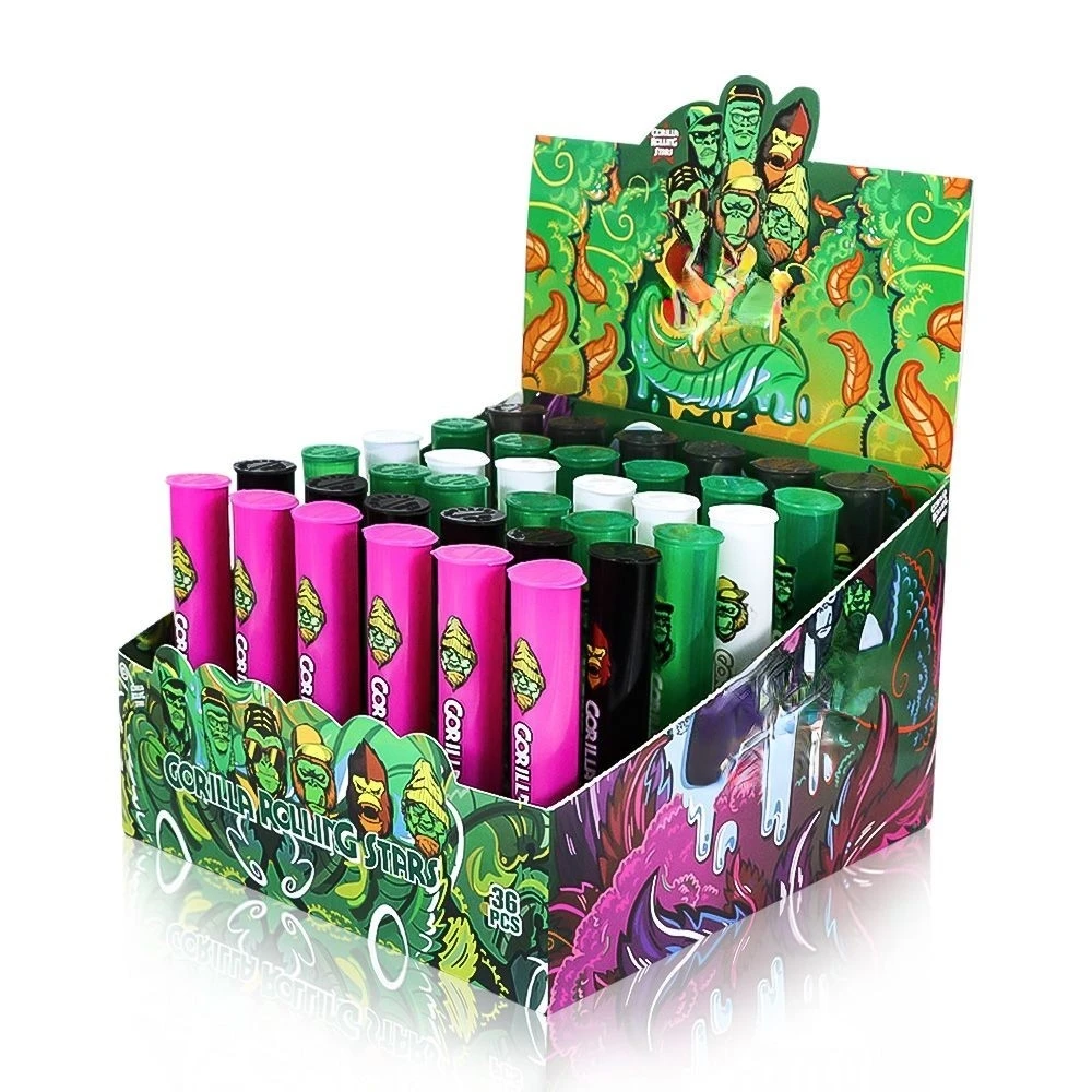 Gorrila Smoking Plastic Tobacco Tubes 120 mm Stash Jar 36pcs/display Holder Storage Pill Box