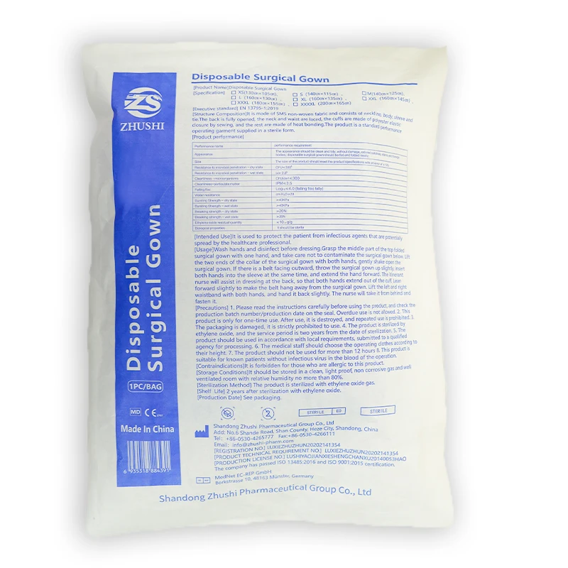 Inexpensive disposable blue non-sterile non-woven elastic knitted cuff isolation gown