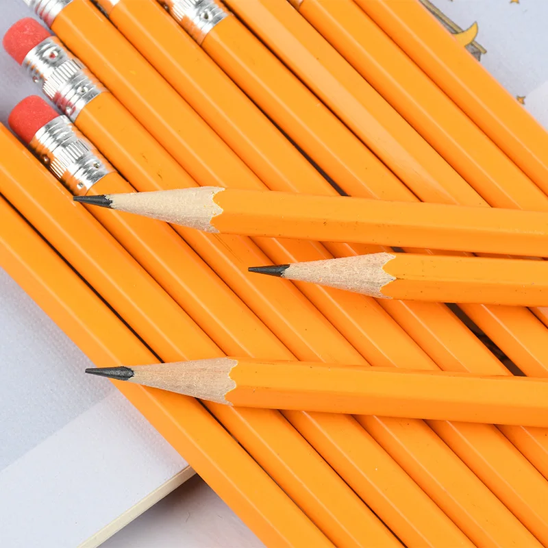 Premium Quality HB Yellow Log Holder Pencils With Erasers School Office Rubber Pencil For Writing Drawing Sketching