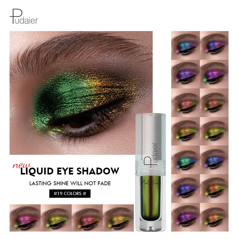 Women Cosmetic OEM Multichrome Duochrome Liquid Eyeshadow 19 Color Shiny Longlasting Chameleon Pigments Aurora Eye Shadow MakeUp