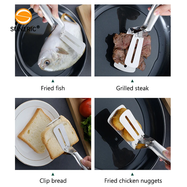 Wholesale barbecue food clip steak BBQ spatula tongs stainless steel fish tong
