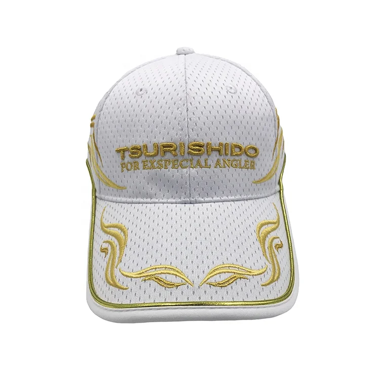 Wholesale Pique Mesh Quick Dry Polyester Custom Embroidered LOGO 6-Panel Wind Proof Clip Fishing Cap