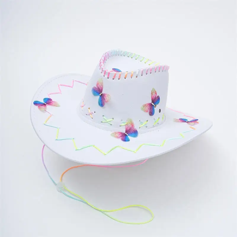 2024 New Style Summer Autumn Cowgirl Lady Spice Wind Sun Sunscreen Large Brim Seaside Vacation Custom Beach Bucket Cowboy Hat