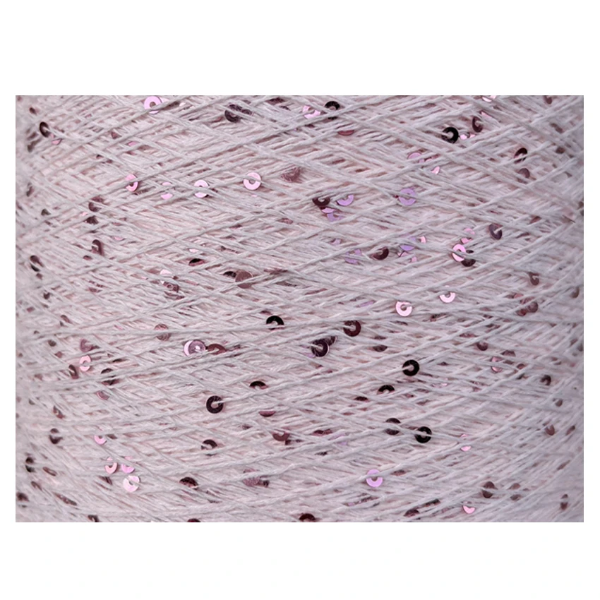 Factory Fancy 100% Cotton Thread with Sequin 2mm /3mm Sequins Cotton Yarn for Knitting