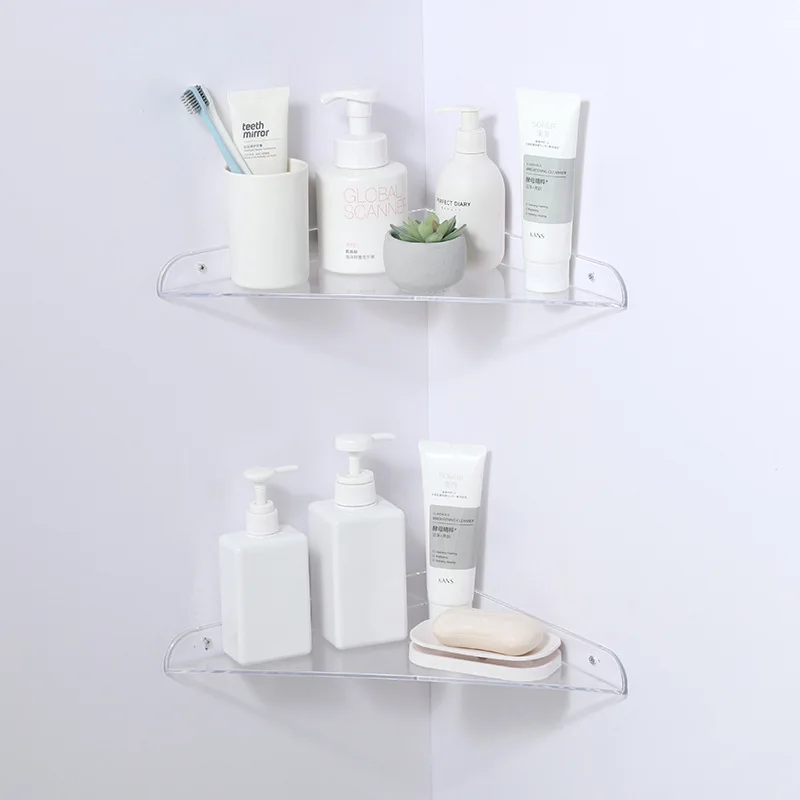 Modern Plastic Floating Wall Shelf Multifunctional Bathroom Storage Shelf Wall Mount Bathroom Rack