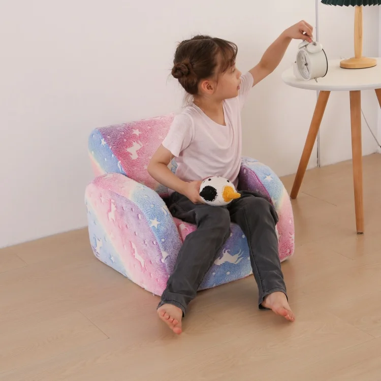 3-in-1 Convertible Flip Open Toddler Couch, Comfy Lounger for Nap Play Sleep, Velvet Fabric