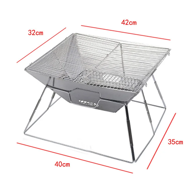 Стальной гриль для барбекю на древесном угле, портативная складная печь для барбекю, кемпинга на открытом воздухе