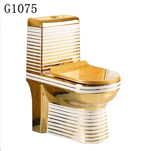 SDAYI Sanitary Ware Gold Color Toilet Wc Bathroom Gold Plated Toilet Bowl Ceramic Washdown Toilet Gold