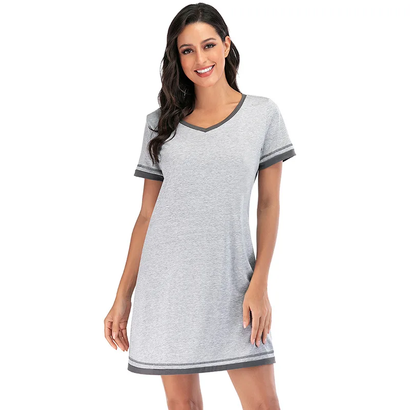 Wholesale Short sleeve Cotton Night Gown Sleep Dress For Women