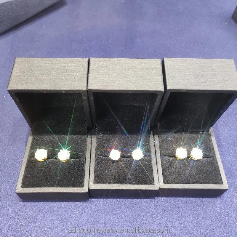 Luxury Wholesale Price Easily Wear VVS Moissanite Hip Hop S92510K 14K Gold Plated Diamond Stud Earrings