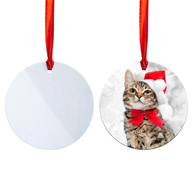 Sublimation Ornaments 3 inch Metal Blank Round Christmas Tree Pendants
