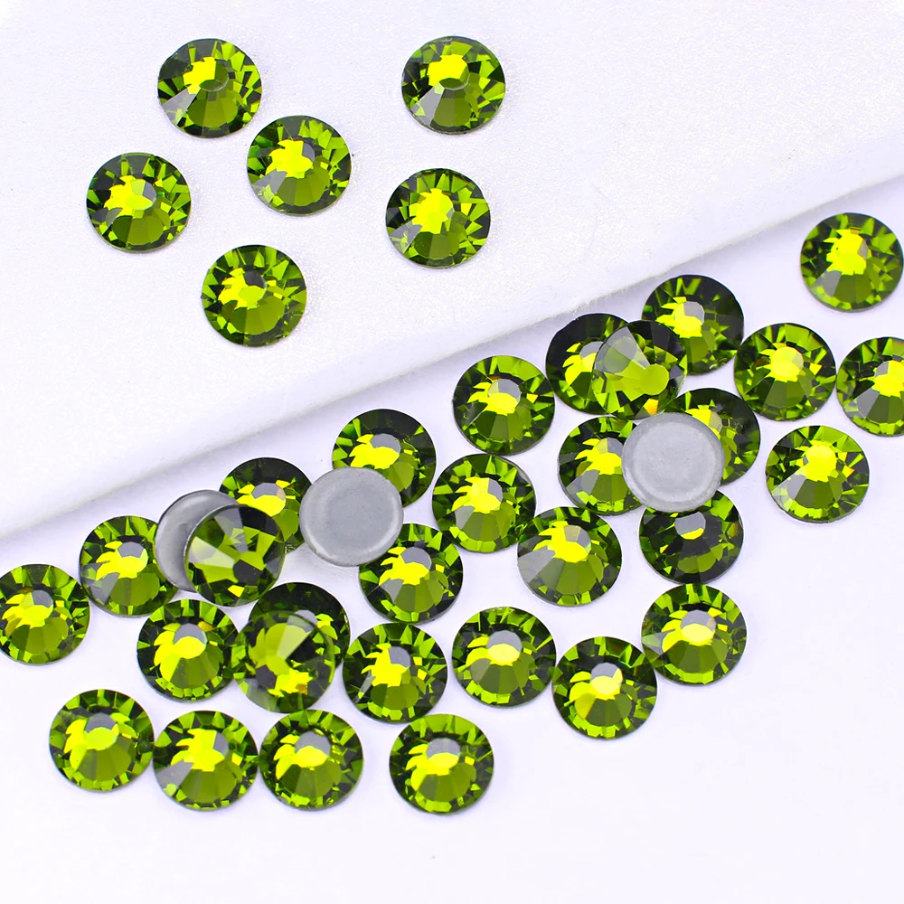 Olivine Hotfix Rhinestones Flatback Glass rhinestone wholesale lead-free rhinestone beads for Garment diy accessories