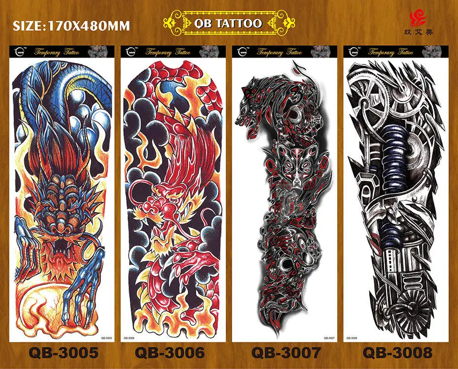 New Design Large Size Full Arm Temporary Permanent Tattoo Sticker For Man Sleeve Tattoos