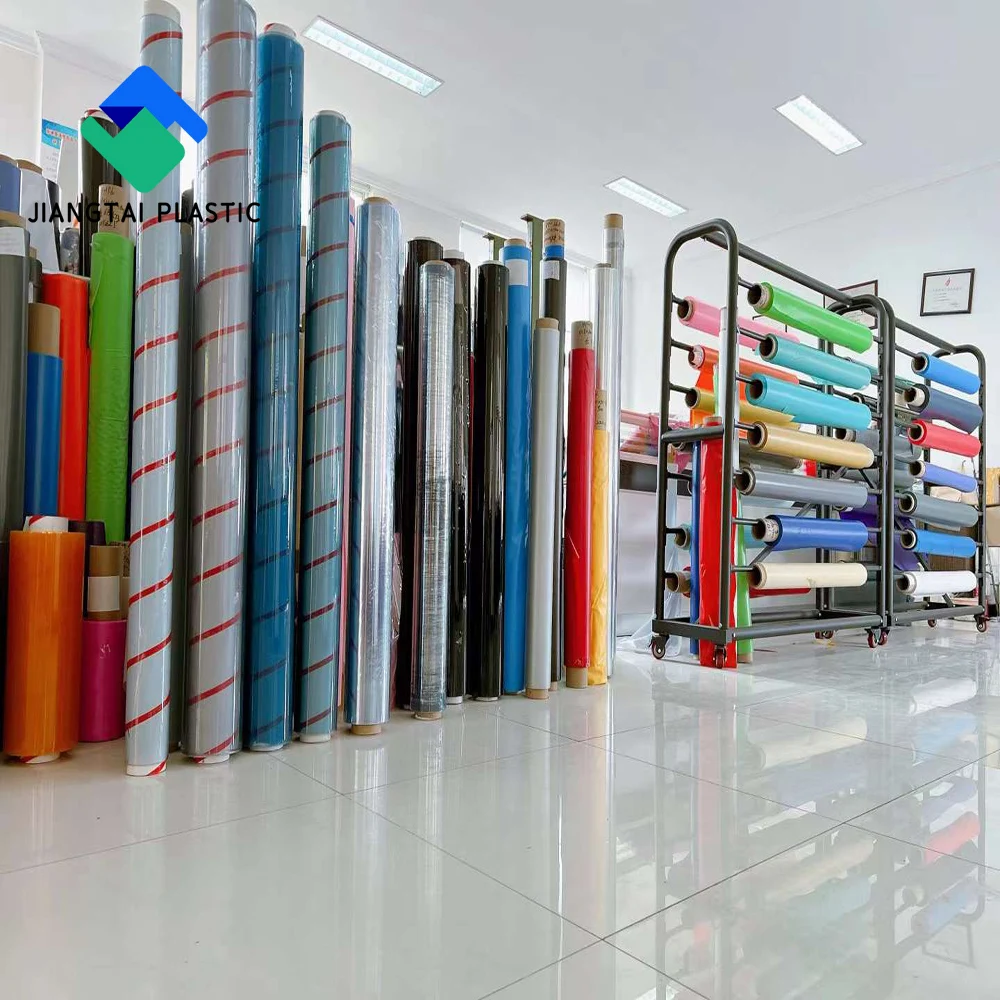 Jiangtai Super Clear Soft flexible blue tint transparent PVC film roll