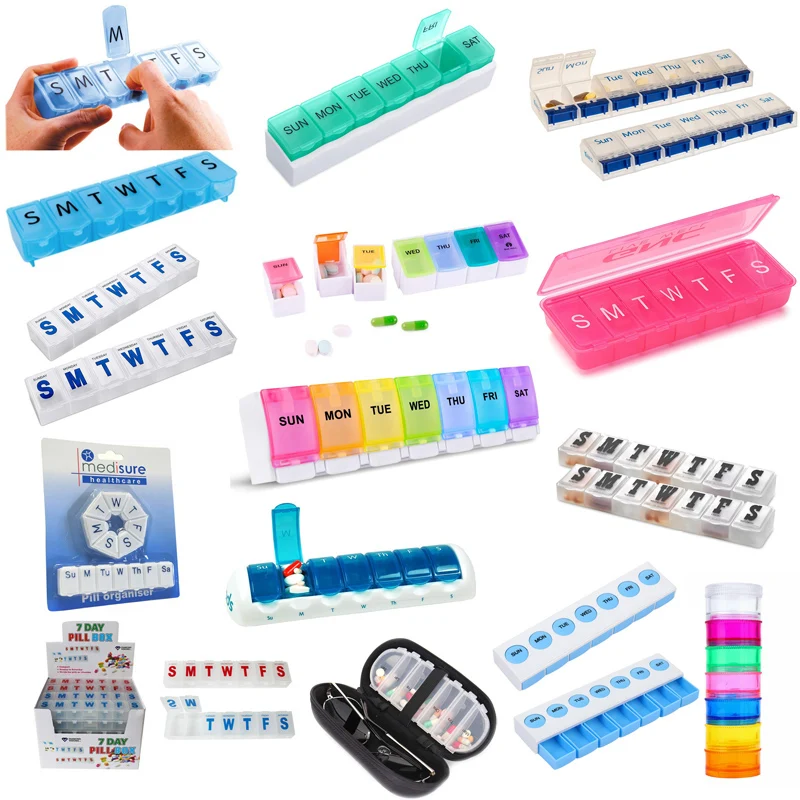 Plastic portable electronic one 7 day pill case 6 compartments pill dispenser weekly pocket pill box water proof