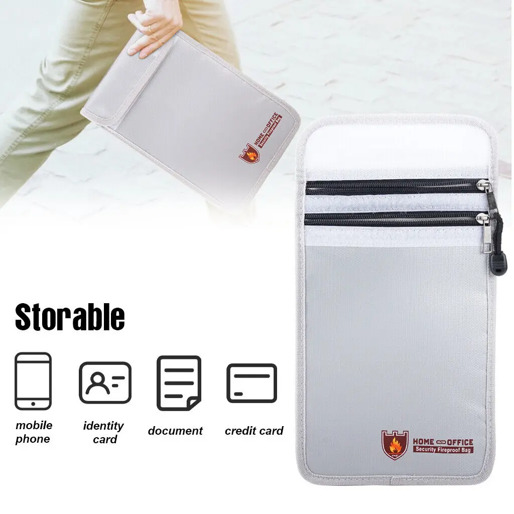 Custom Logo Waterproof A4 Document Storage Pouch with Zipper Fireproof and Secure Filing Bags for Money and Important Documents