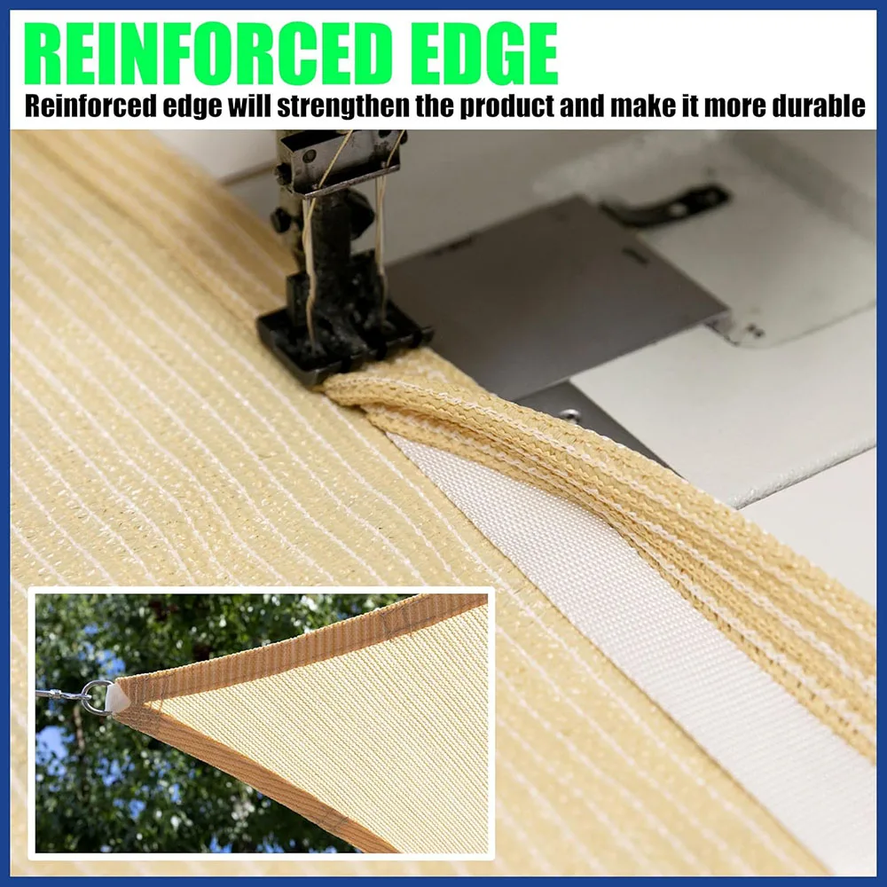 Beige Sun Shade Sail  Water and Air Permeable & UV Resistant for Carport Patio Outdoor
