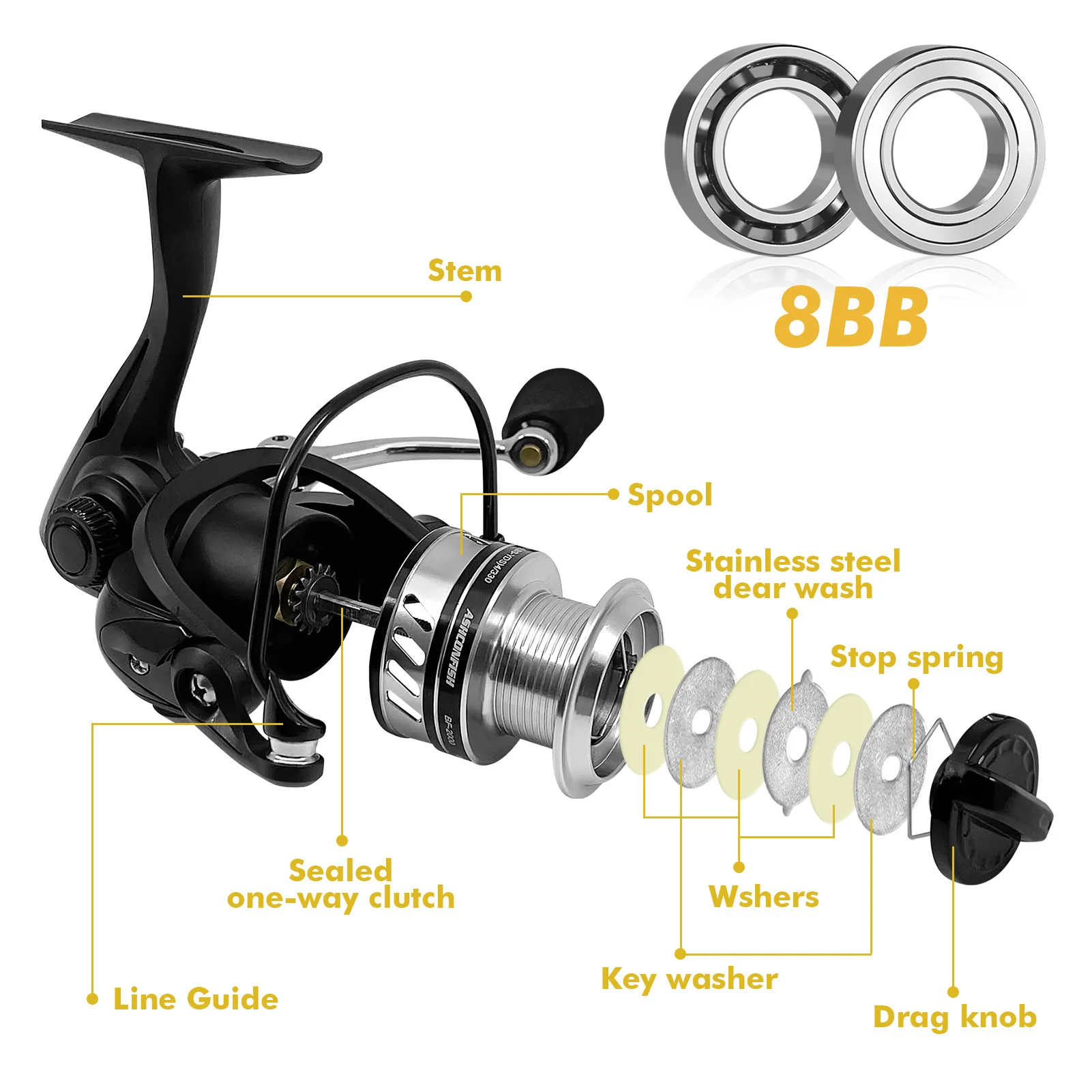 New Type Top Sale Spinning Reel Fishing Reels Model Hot Sale Heavy Power Handle Metal Max Drag 2000-5000 Series Spinning Fishing