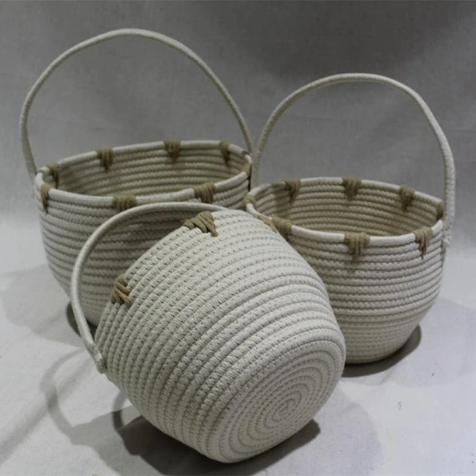 Высокое качество, Лучшая цена, набор из 3 хлопковых веревок, корзина для мелких предметов, контейнер, подарочная корзина