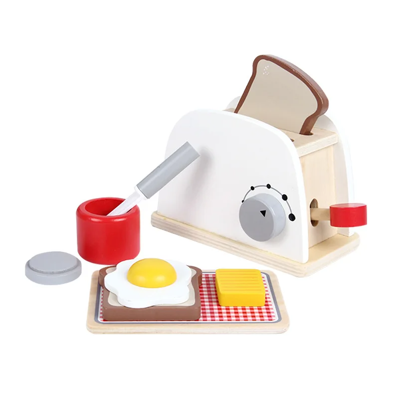 New Designs High Quality Wooden Kids Bread Making Machine Toy Sets Customized DIY Bread Maker Kitchen Toys for Boys Girls