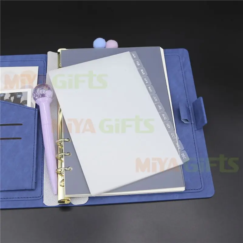 custom shape planner top page index monthly disc bound schedule frosted tabbed divider set white plastic PVC