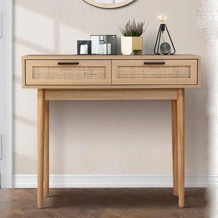 Luxury Wood Entry Hallway Cabinet Corner Table Hall Mdf Oak Wooden Dining Console Table With Shelving And Drawers