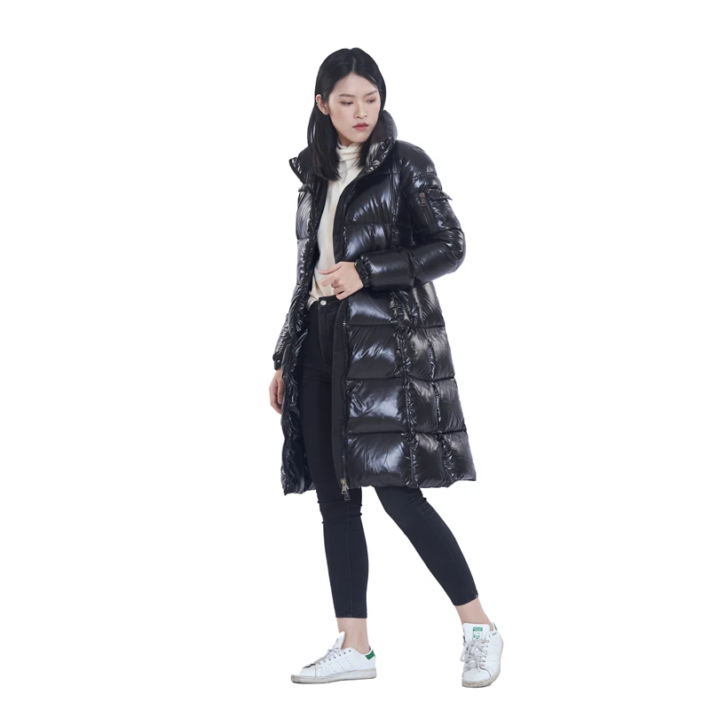 Profile white duck down jacket women 2021 winter new large fur collar long knee padded down jacket