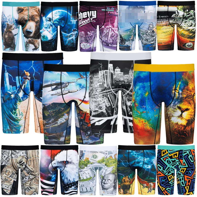 OEM Wholesale Men Underwear Fashion Plus Size Florida Printing Underpants Men Boxers Briefs For Men