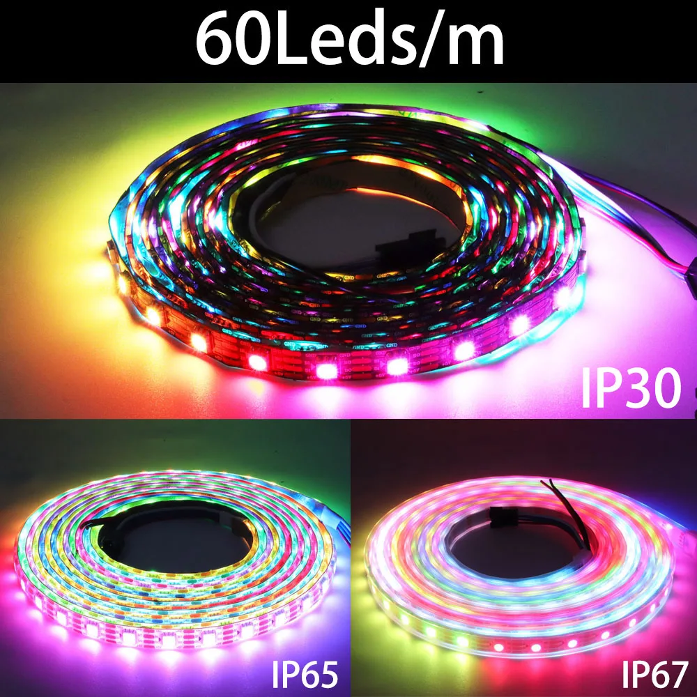 WS2813 Smart RGB Светодиодные полосы DC5V двойной сигнал индивидуально адресуемый 30/60/144 светодиодов/м лента