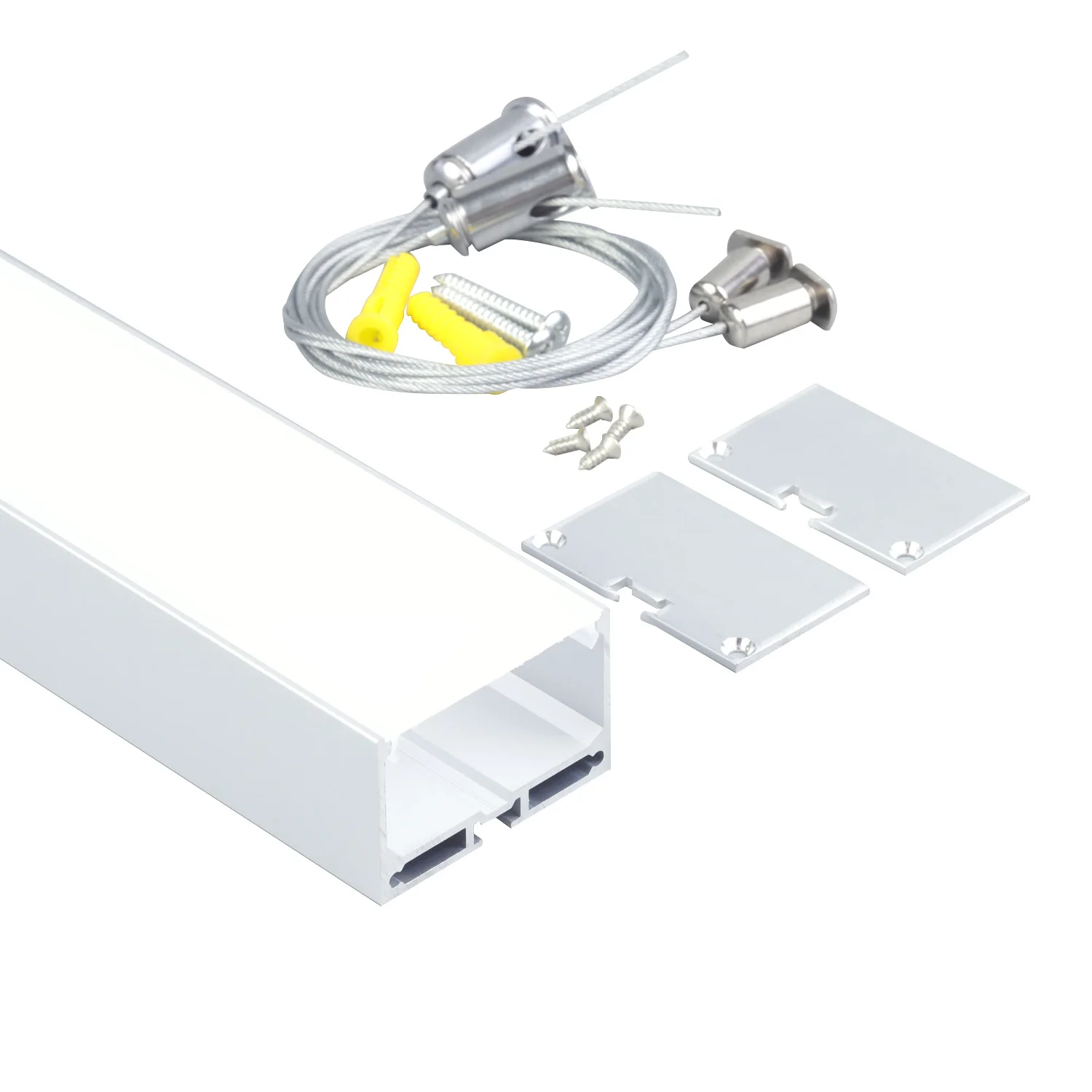 50mm * 32mm Lighting Suspend And Surface Mounted Silver Aluminum Profile for led Strip