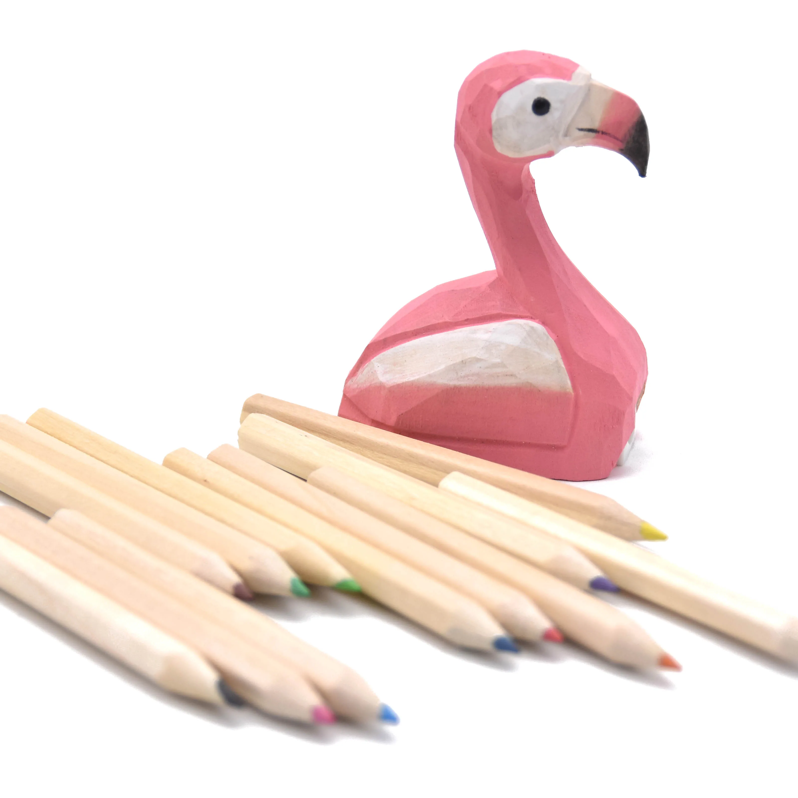 Wholesale Creative Hot Selling Wooden Cute Kids Stationary Animals Shape Pencil Sharpener Flamingo Pencil Sharpener