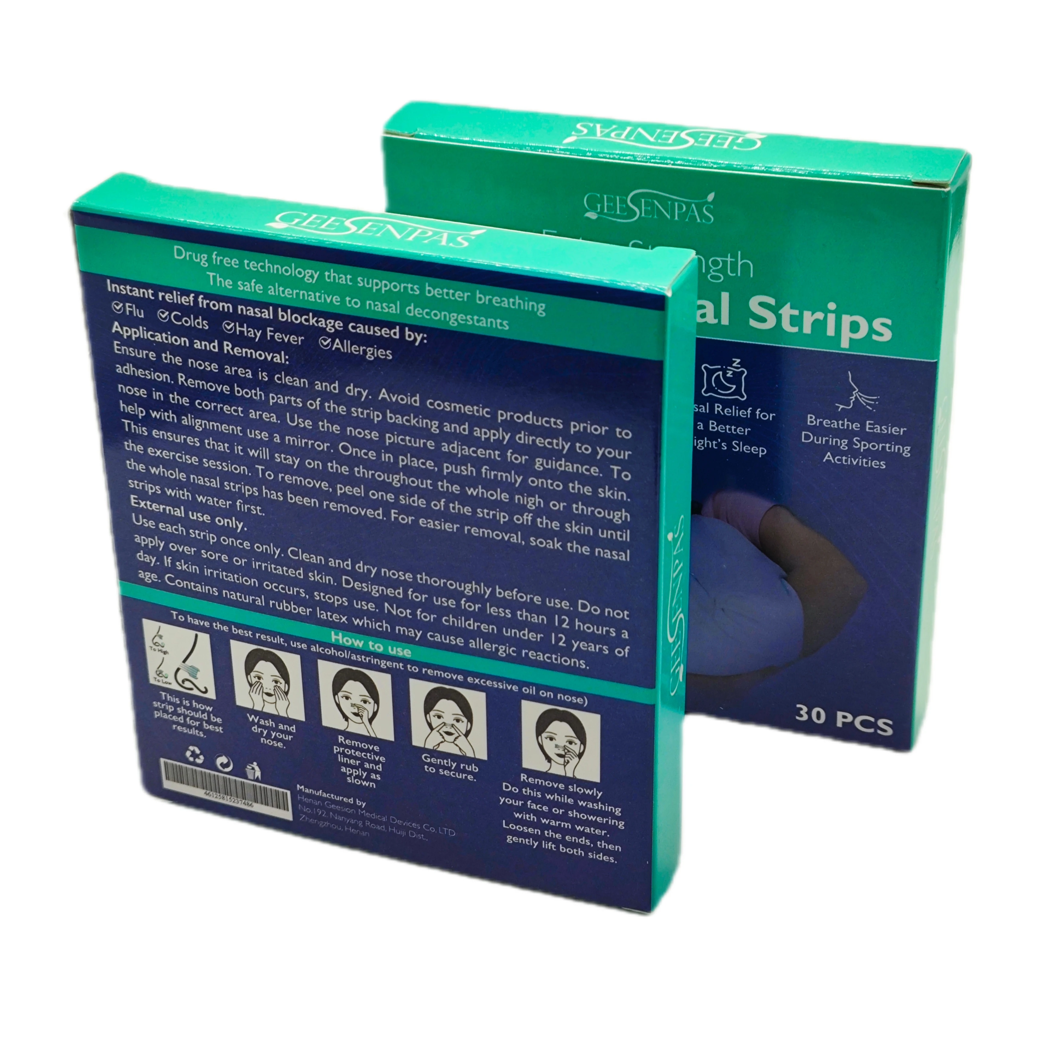 Reduce Snoring  60*21.5mm Extra Strength Clear Natural Disposable Nasal Strips