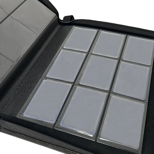 Verified Supplier Custom Premium 9 Pockets Card Album Top Loader Binder PU Leather Zipper Binder Toploader Binders