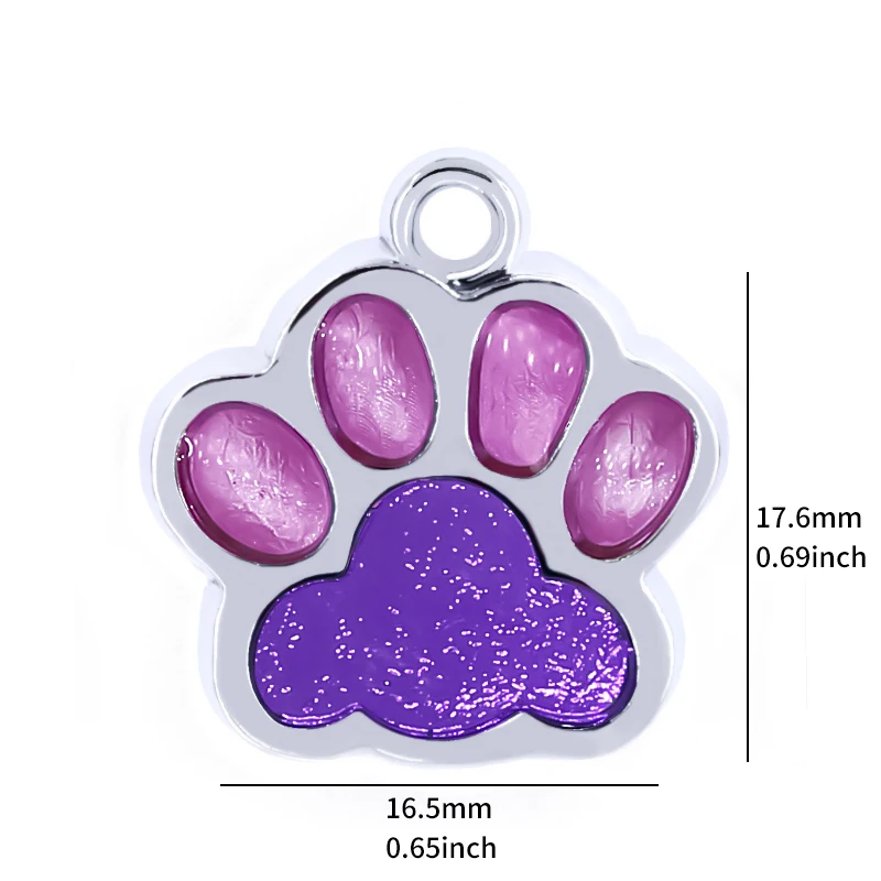 2023 Manufacture Fashion Designer Personalized Pet ID Name Custom Paw Glitter Pendant Custom Pet Name Tag Tags Metal
