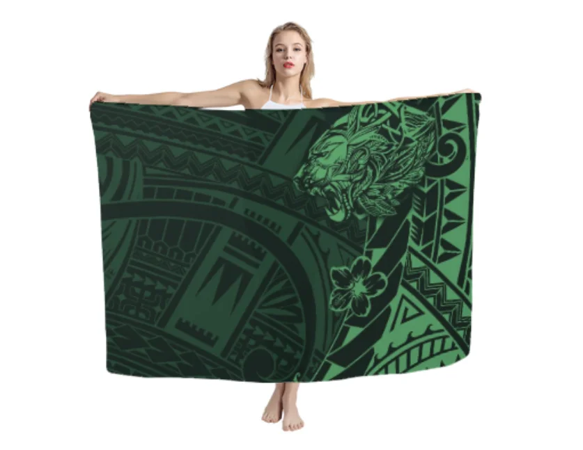 Factory cheap soft fabric batik polyester printed hot sale traditional polynesian tribal design hawaii tube skirt pareo sarong