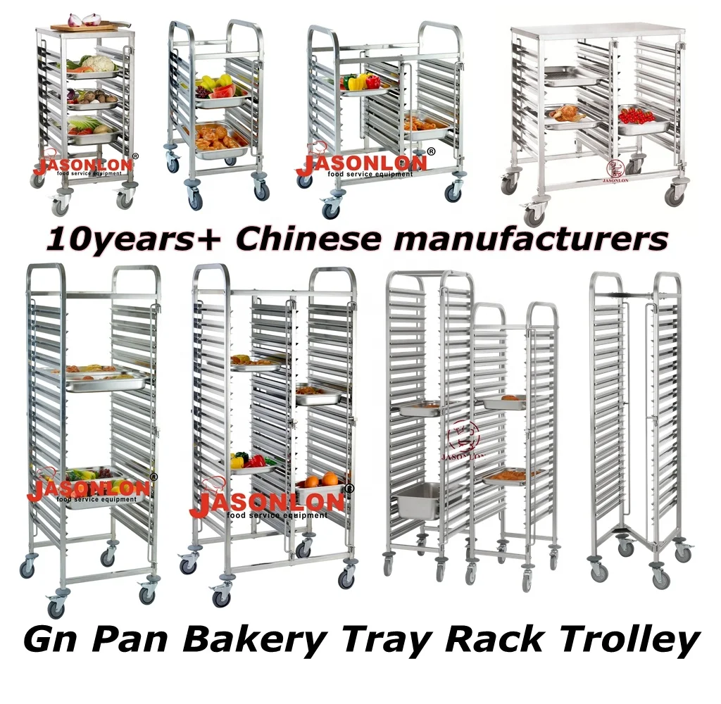 Stainless Steel Baking Customized size 10/15/18/20-Tier 1/1 GN Food Pan Racking Trolley  Gn Pan Bakery Tray Rack Trolley