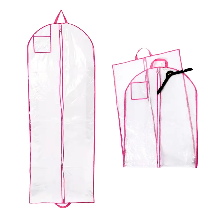 New design rose pink  protection insect-proof moisture-proof dust-proof transparent PVC wedding dress cover