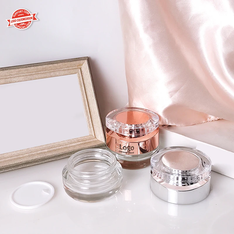 Luxury Skincare Body Cream Container Packaging Round 20ml 30ml 50ml UV Paint Shiny Gold Glass Cosmetic Jar with Metal Lid