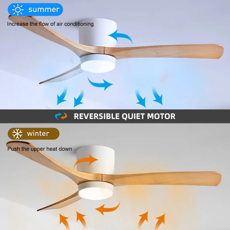 New solid wood blade ceiling fan BLDC electric fan light three-solid remote control 52-inch modern ceiling fan with light