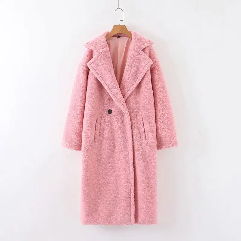 High Quality Warm Winter Women Faux Sheep Fur Wool Long Teddy Bear Winter Coat For Women